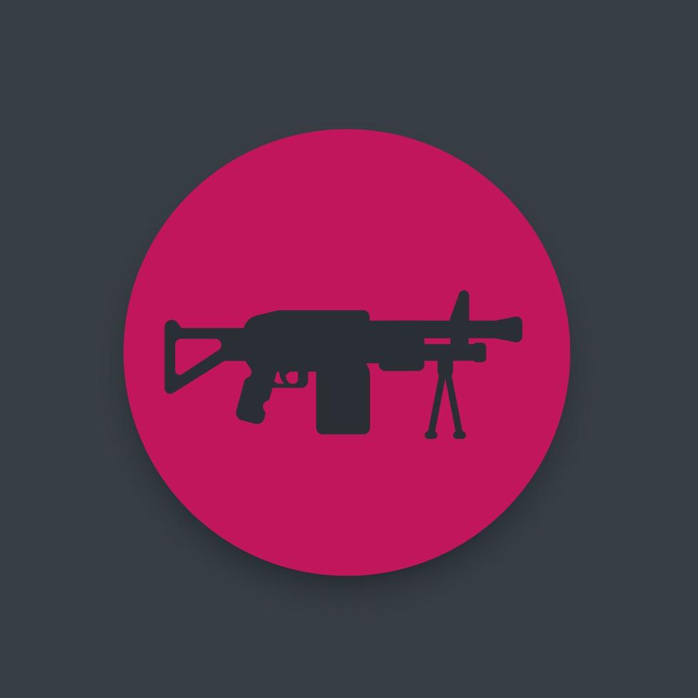 machine geweer icoon, automatisch vuurwapen, wapen pictogram vector