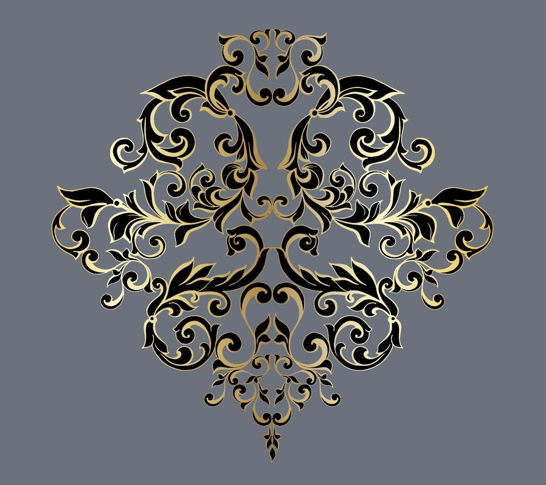 vector damast vintage barokke scroll ornament swirl. Victoriaanse monogram heraldische schild werveling. retro bloemen blad patroon grens gebladerte antiek acanthus kalligrafie gegraveerd tattoo.tile decor element