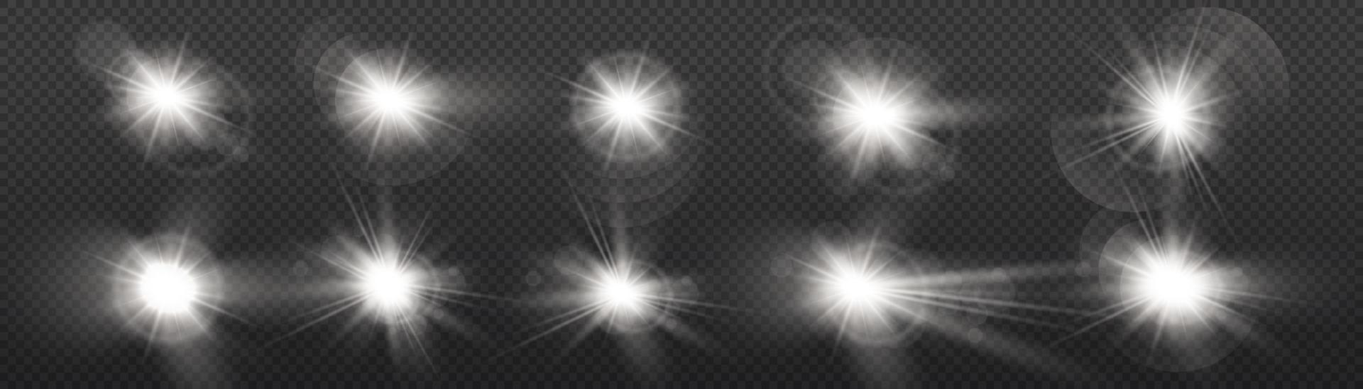 vector zon licht speciaal lens gloed licht effect. voorkant lens zon gloed. vector vervagen in straling licht. decor element. horizontaal ster balken en schijnwerper. ster