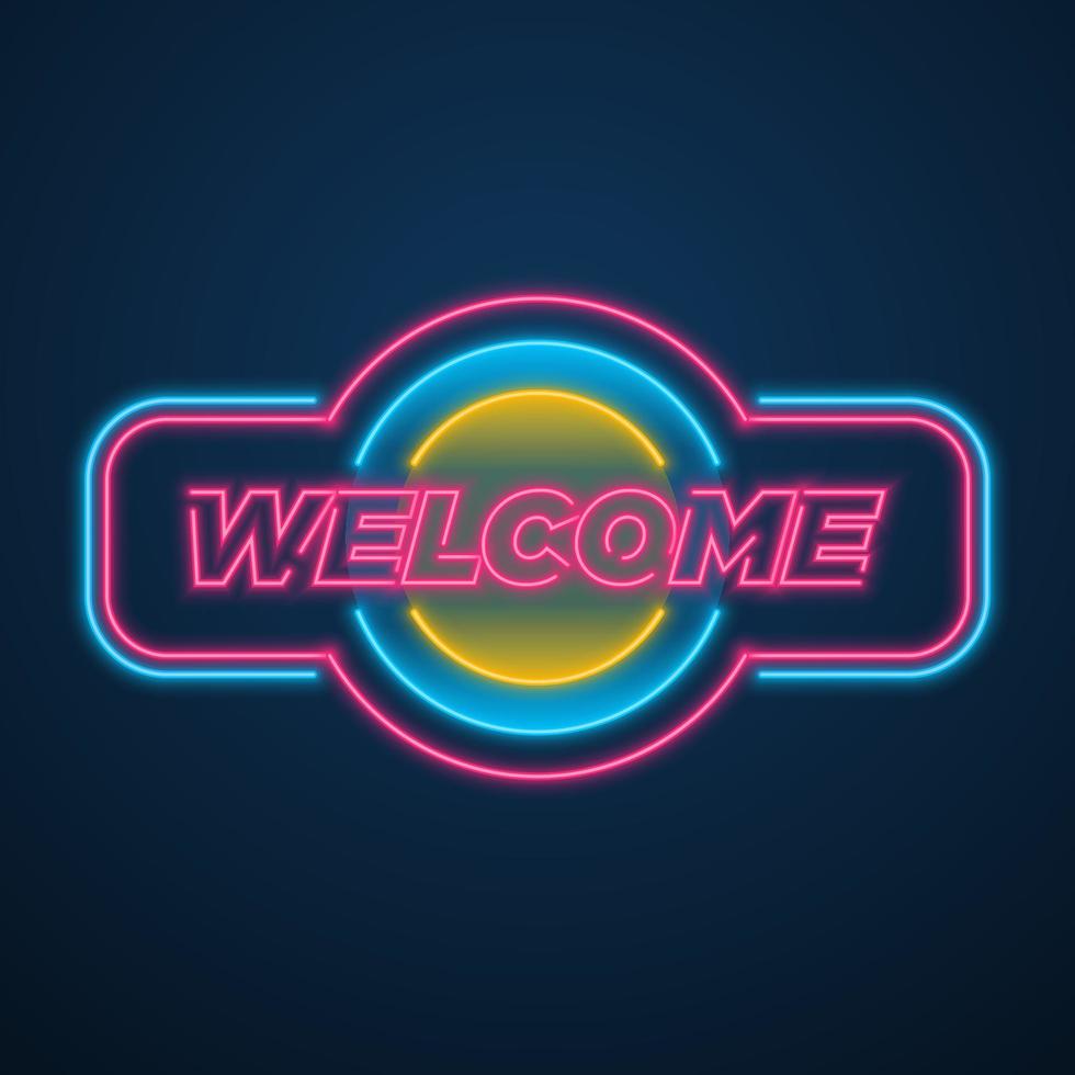 Welkom neon teken stijl effect vector