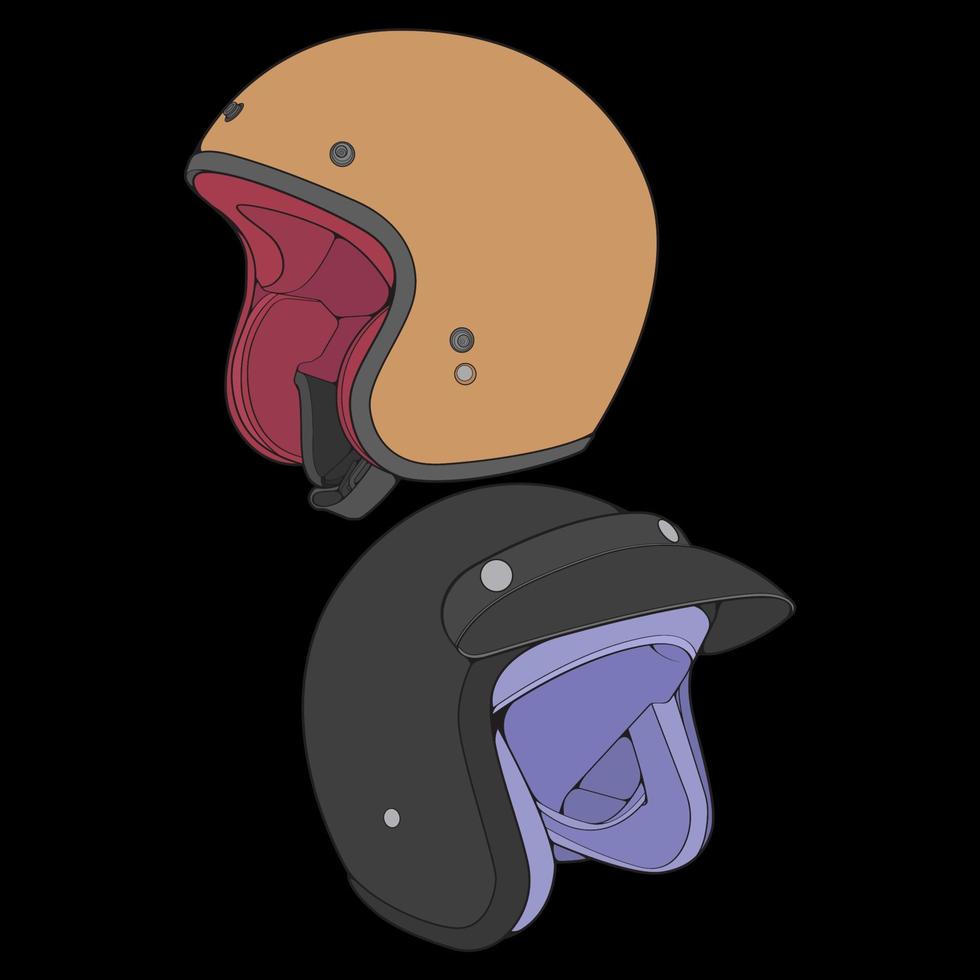 reeks van kleur blok helm voor de helft gezicht vector illustratie, helm concept, lijn kunst vector, vector kunst