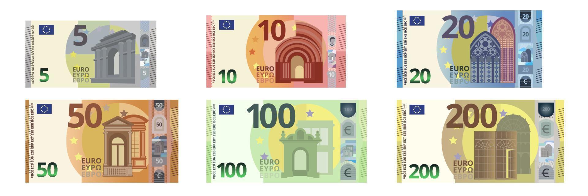 verzameling reeks van tekenfilm euro papier geld vector