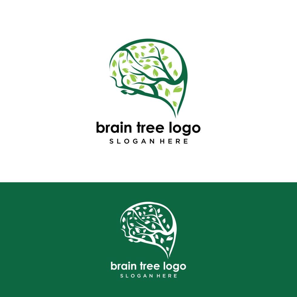 boom hersenen logo concept. menselijke geest, groei, innovatie, denken, symbool stock illustratie. vector