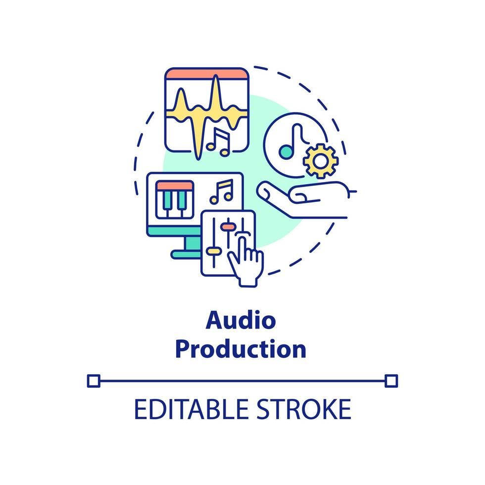 audio productie concept icoon. selecteren top vaardigheid voor freelancer abstract idee dun lijn illustratie. muziek- bedrijf. geïsoleerd schets tekening. bewerkbare hartinfarct. vector