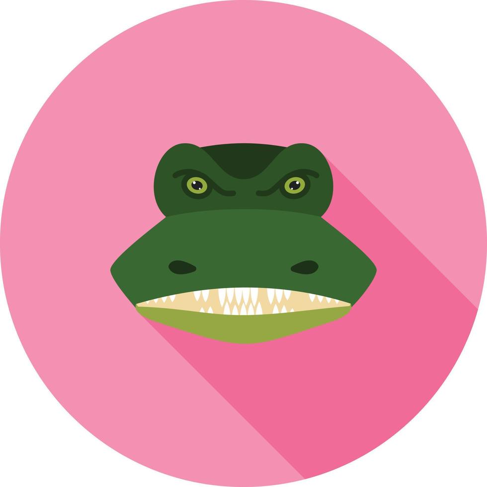 krokodil gezicht vlak lang schaduw icoon vector