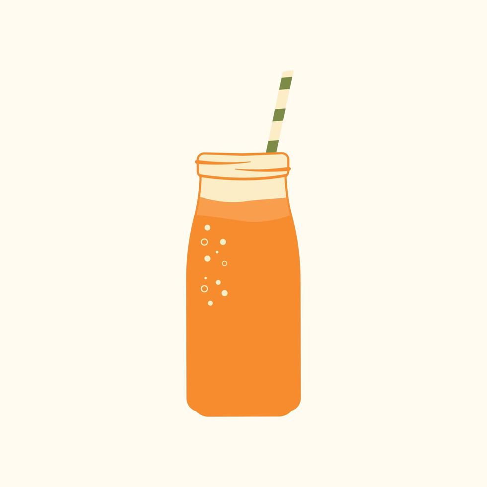 oranje drank kan. vector illustratie van een sap glas met een rietje voor een afdrukken of recept.