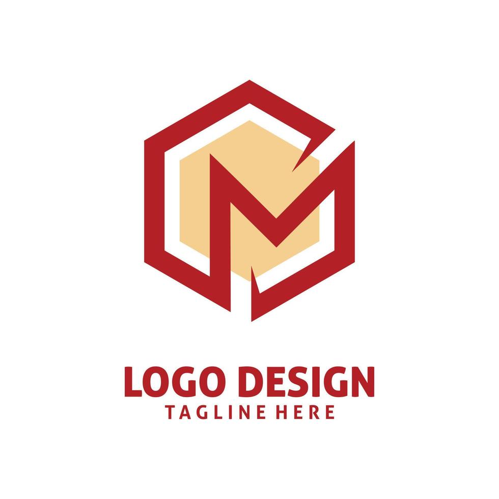 zeshoek brief m logo ontwerp vector