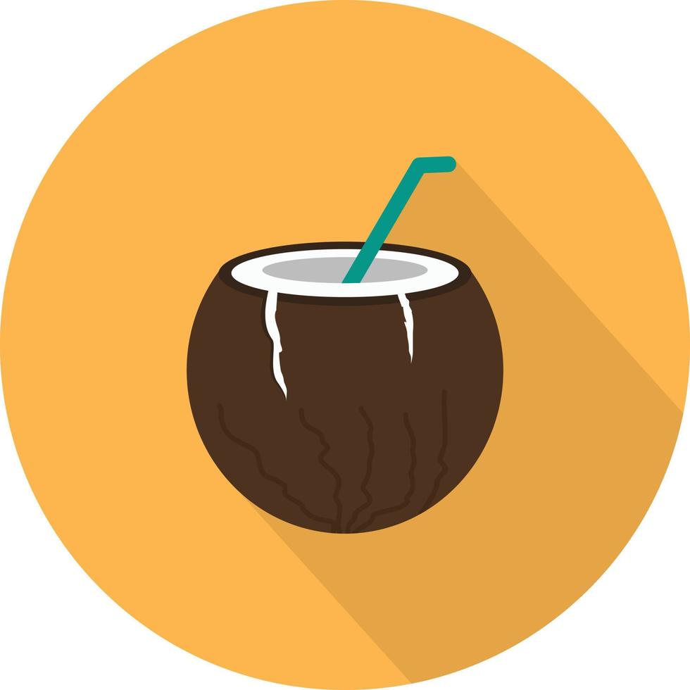 kokosnoot drinken vlak lang schaduw icoon vector