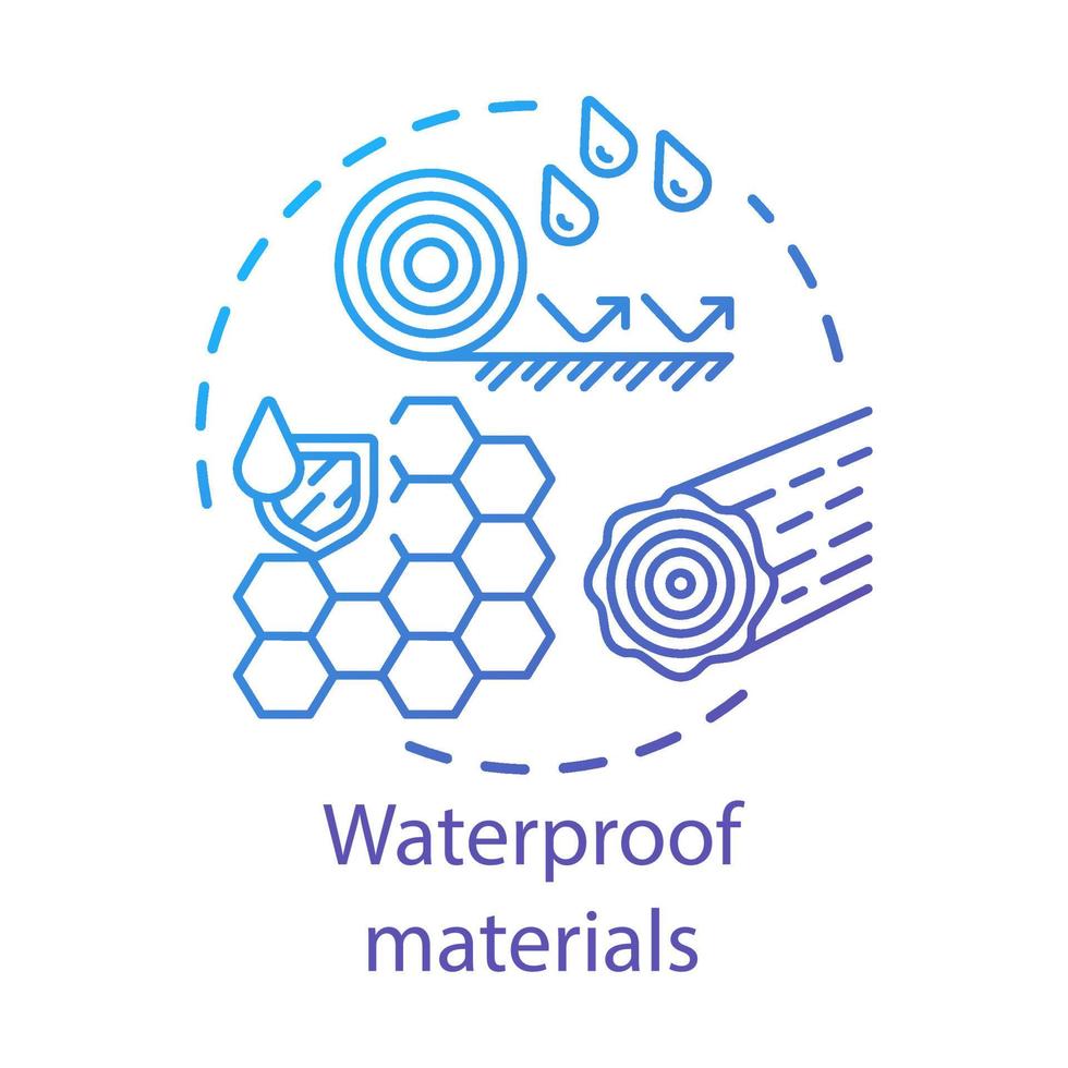 waterbestendig hydrofoob materialen concept icoon. water bestendig stoffen idee dun lijn illustratie. gewaxt texturen, lagen met vloeistof druppels. vector geïsoleerd schets tekening. bewerkbare beroerte