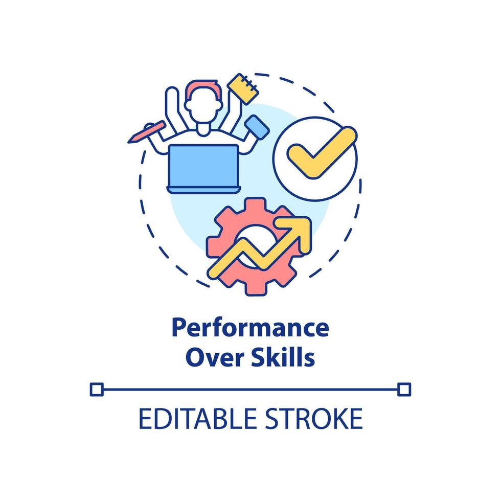 prestatie over- vaardigheden concept icoon. hoog vraag naar vaardigheid in ontwikkeling abstract idee dun lijn illustratie. geïsoleerd schets tekening. bewerkbare hartinfarct. vector