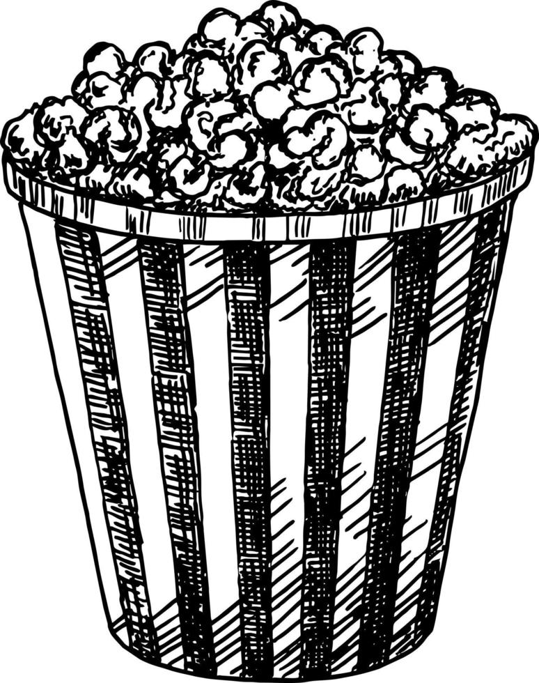 popcorn in doos illustratie vector. schetsen vector