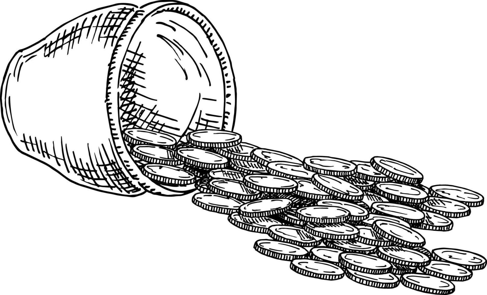 keramisch pot met goud munten geïsoleerd Aan wit vector illustratie