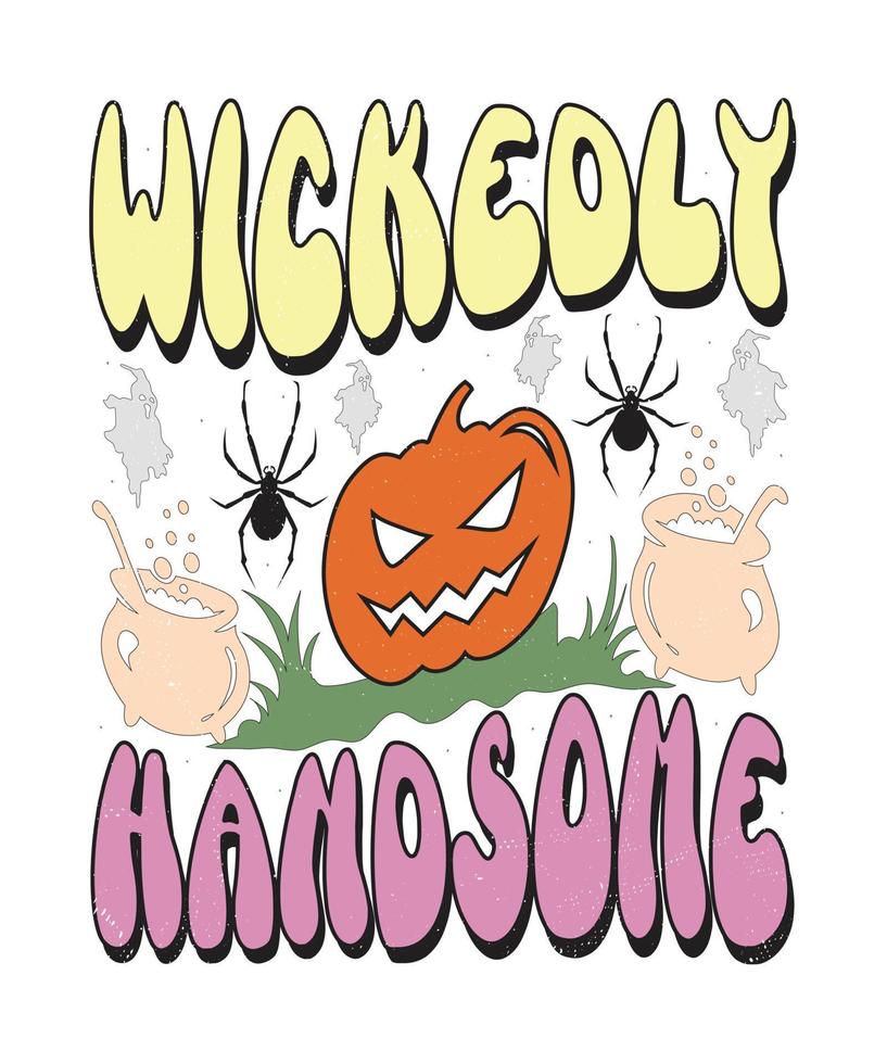 groovy stijl halloween typografie t-shirt ontwerp, wijnoogst typografie t-shirt ontwerp, retro halloween t-shirt ontwerp, groovy t-shirt ontwerp. vector