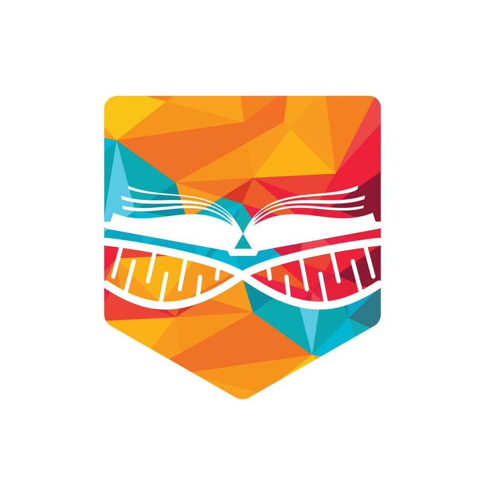 dna boek vector logo ontwerp. genetisch boek vector logo sjabloon.