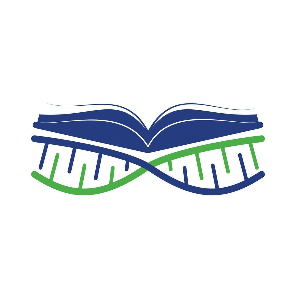 dna boek vector logo ontwerp. genetisch boek vector logo sjabloon.