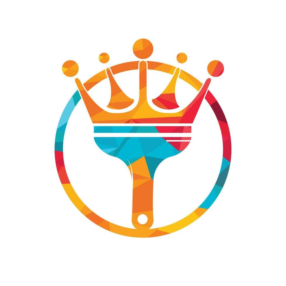 koning verf vector logo ontwerp. kroon en verf borstel icoon.