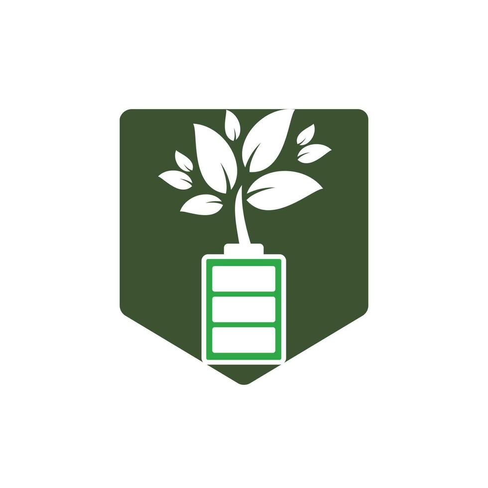 eco natuur en accu logo sjabloon ontwerp illustratie ontwerp. groen energie logo sjabloon. vector
