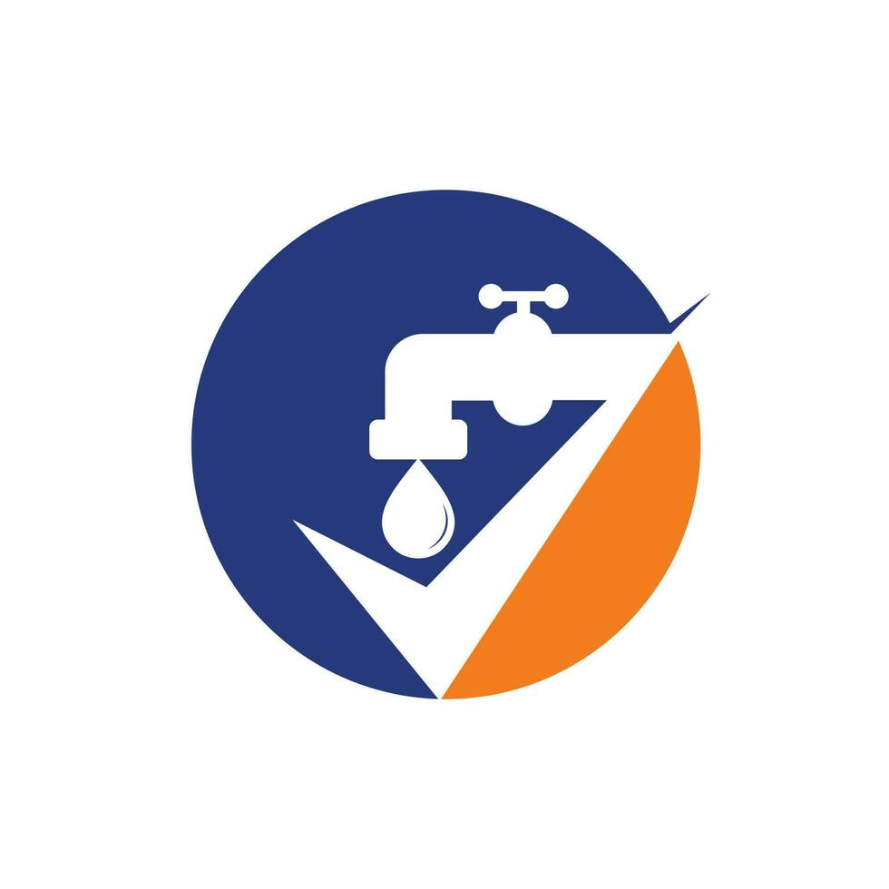controleren loodgieter logo sjabloon illustratie. water kraan met controleren Kruis aan logo symbool vector icoon illustratie.