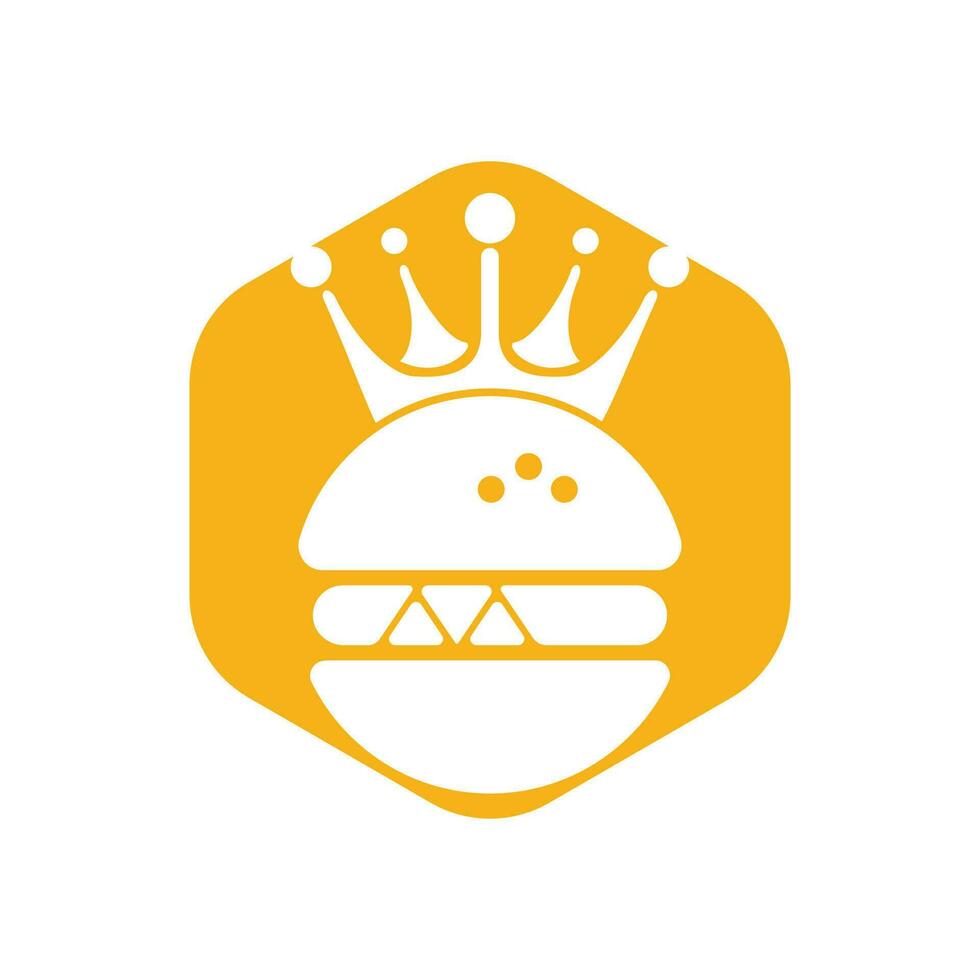 hamburger koning vector logo ontwerp. hamburger met kroon icoon logo concept.