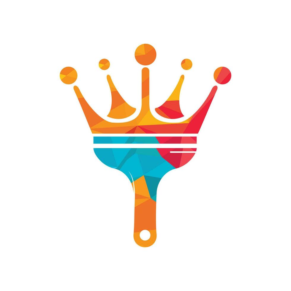 koning verf vector logo ontwerp. kroon en verf borstel icoon.