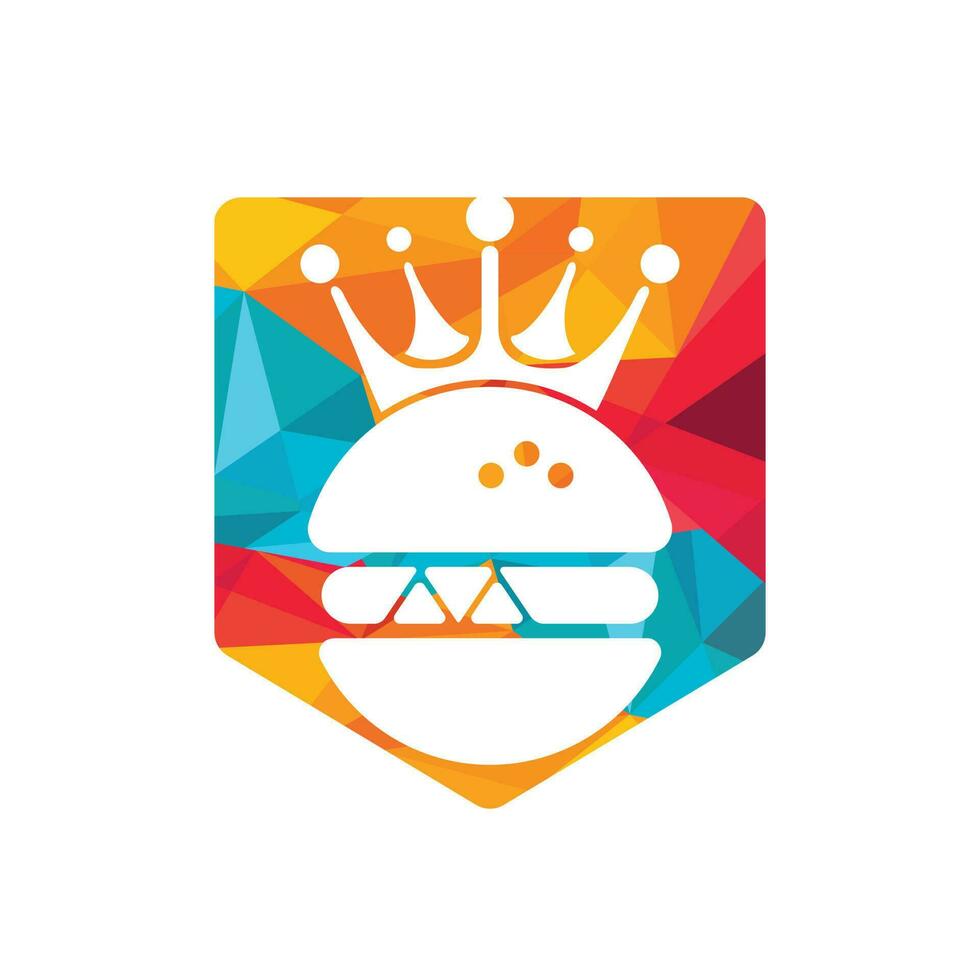 hamburger koning vector logo ontwerp. hamburger met kroon icoon logo concept.