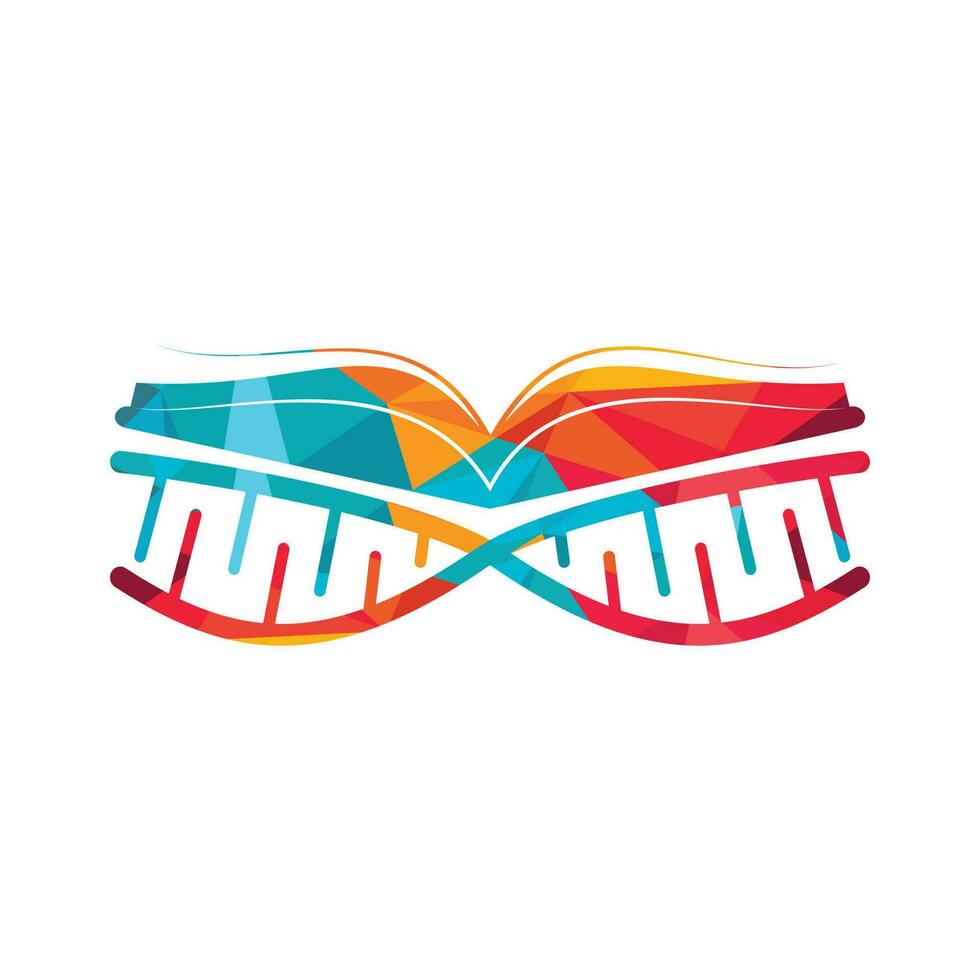 dna boek vector logo ontwerp. genetisch boek vector logo sjabloon.