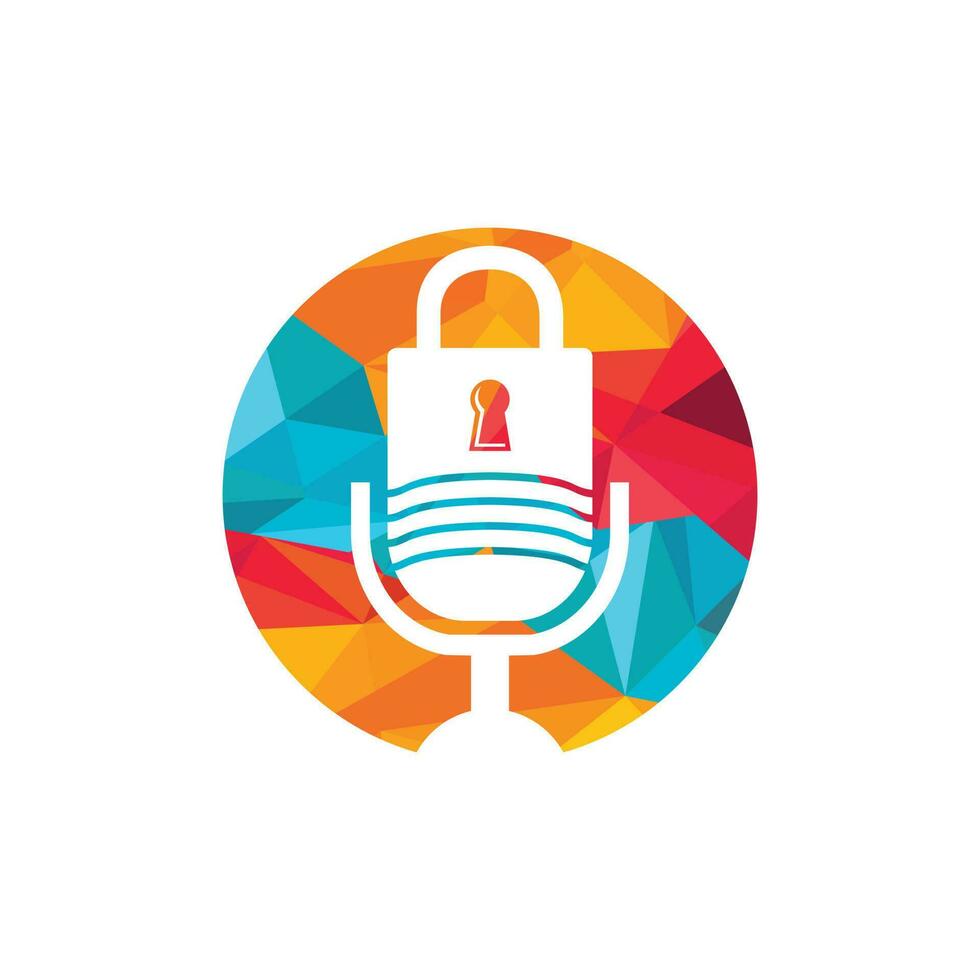 veilig podcast vector logo ontwerp. hangslot en mic icoon vector logo ontwerp.