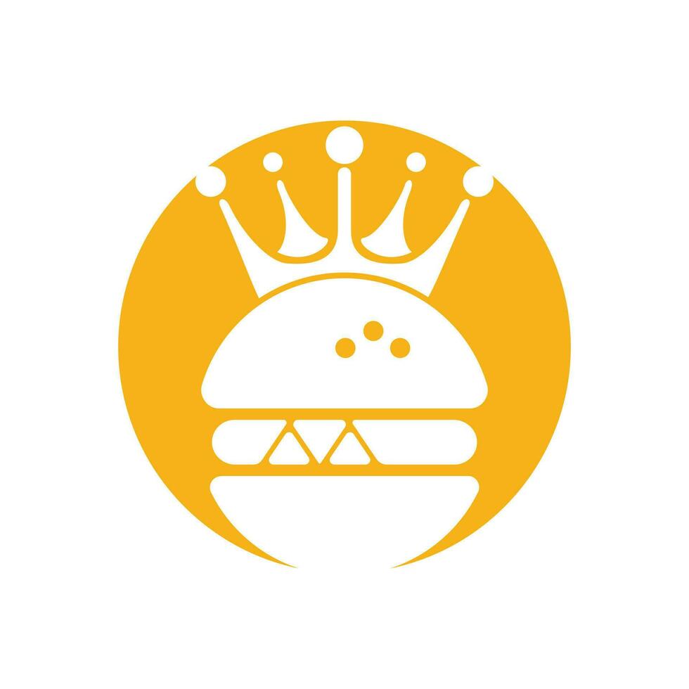 hamburger koning vector logo ontwerp. hamburger met kroon icoon logo concept.