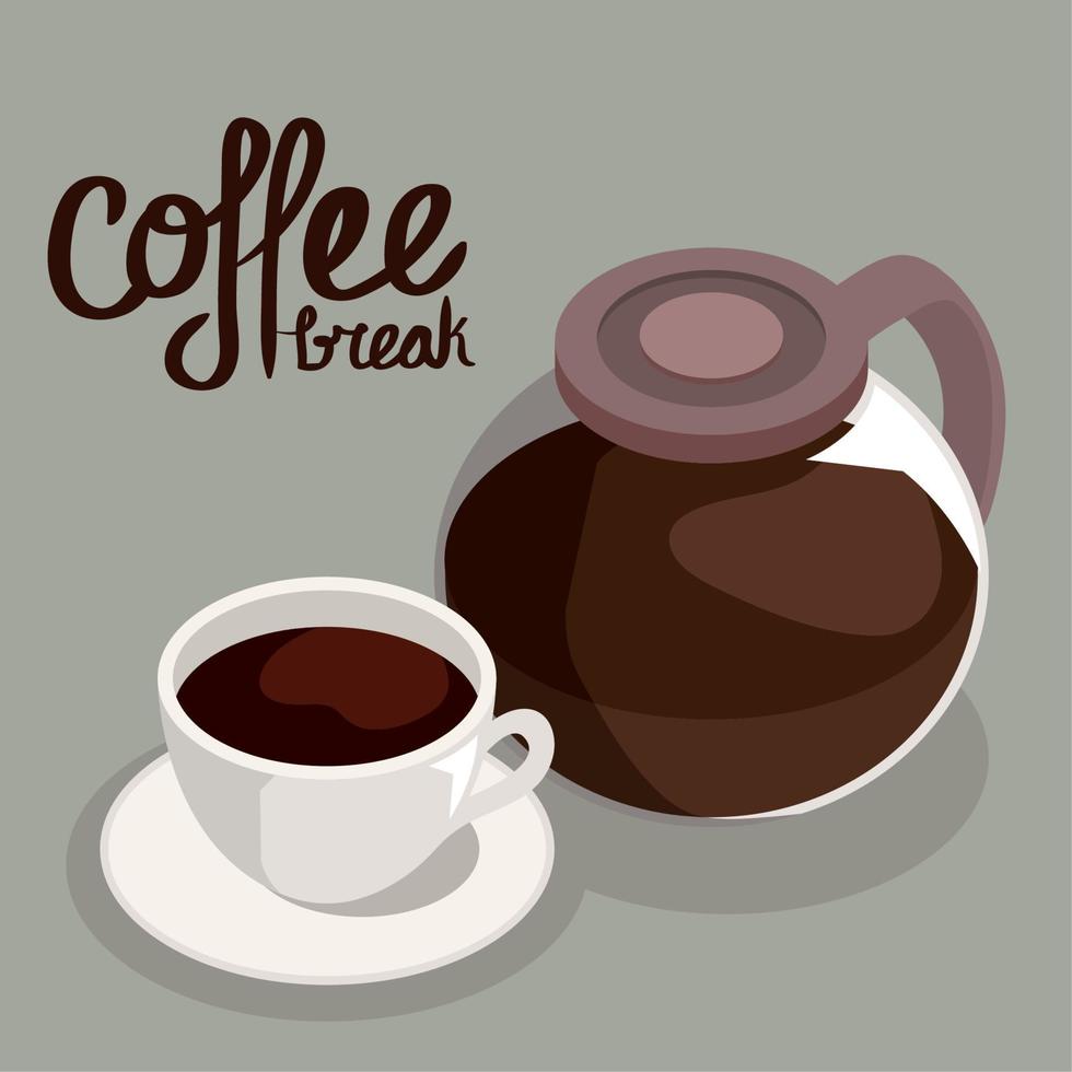 koffie breken belettering ansichtkaart vector