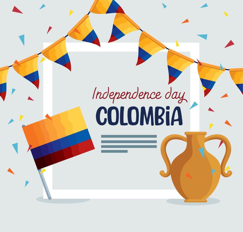 Colombia onafhankelijkheid dag belettering sjabloon vector