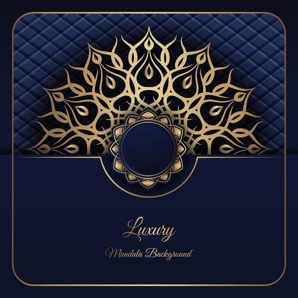 blauw luxe achtergrond, met goud mandala decoratie vector