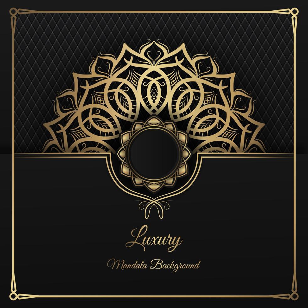 luxe zwarte achtergrond, met gouden mandala-decoratie vector