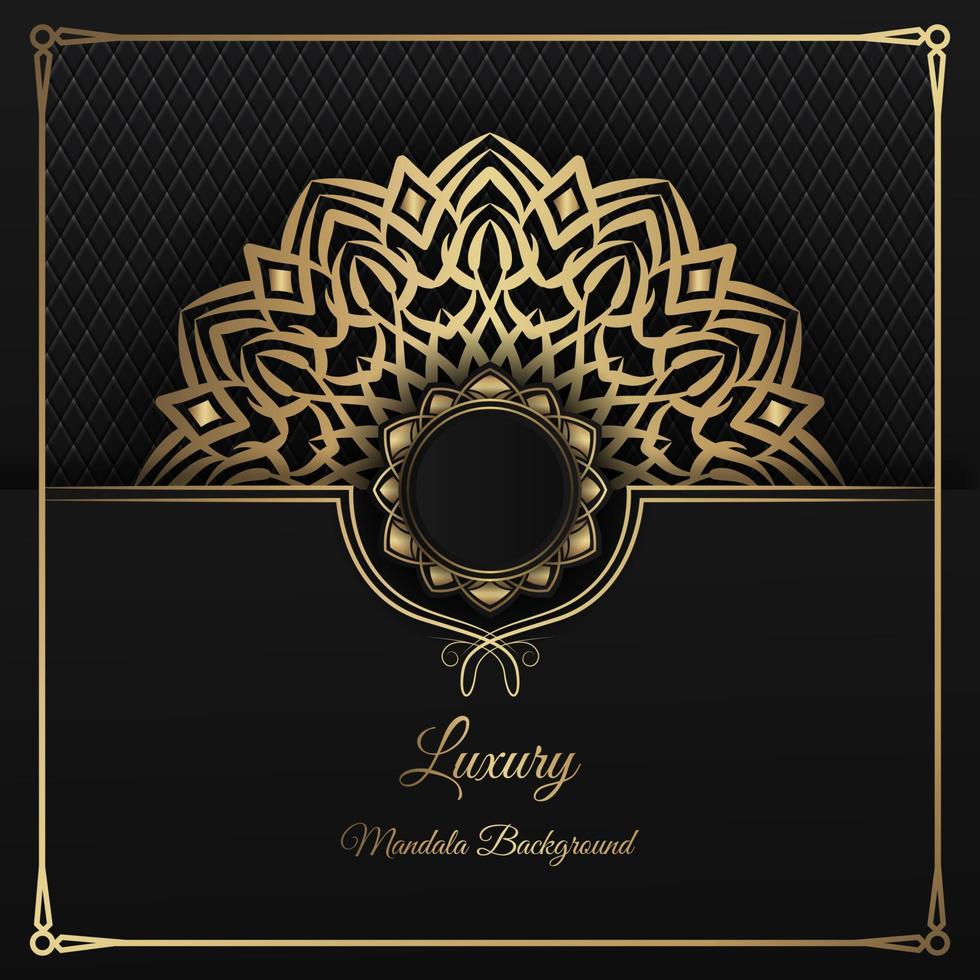 luxe zwarte achtergrond, met gouden mandala-decoratie vector