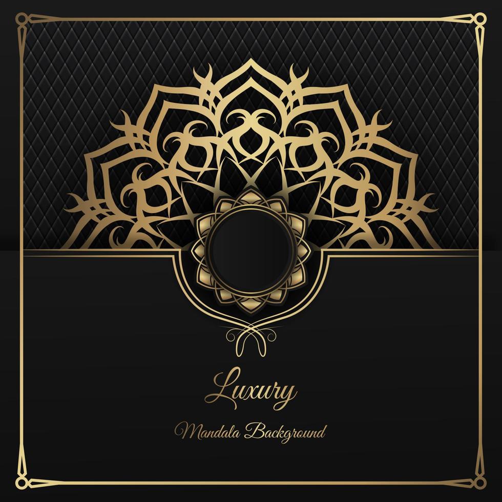 luxe zwarte achtergrond, met gouden mandala-decoratie vector