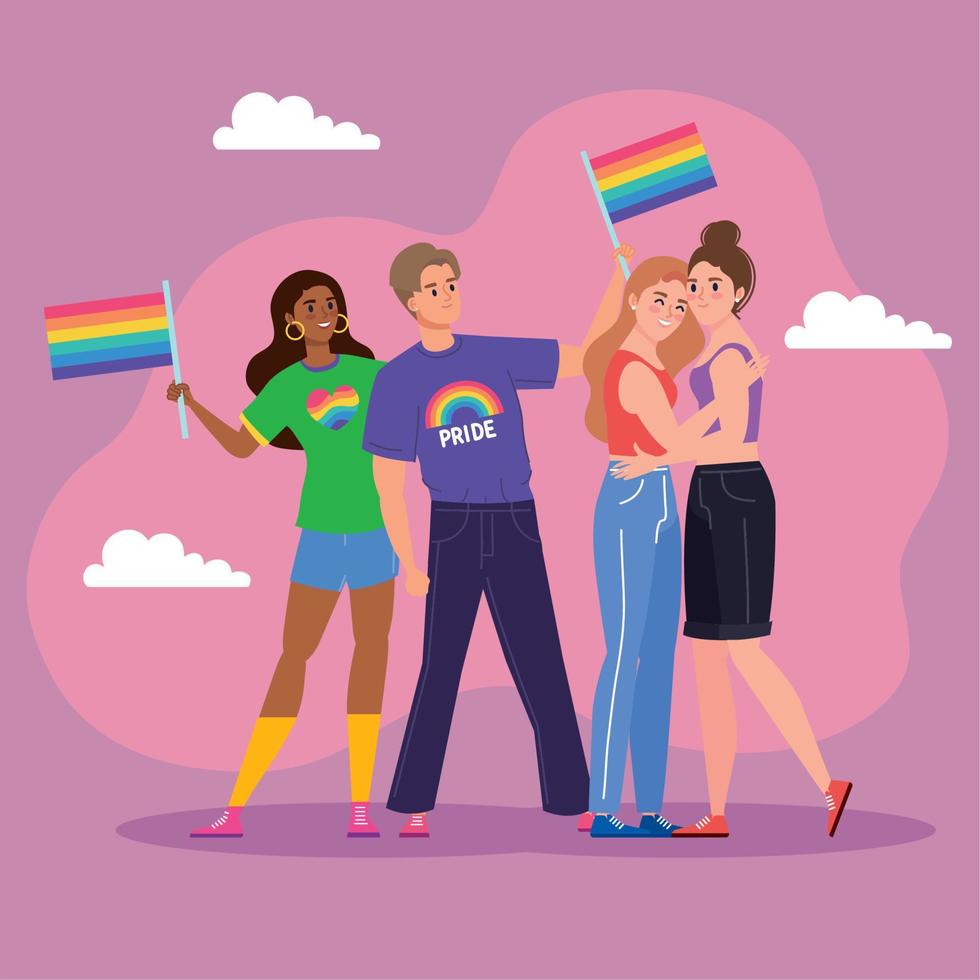 vier lgtbi personen vector