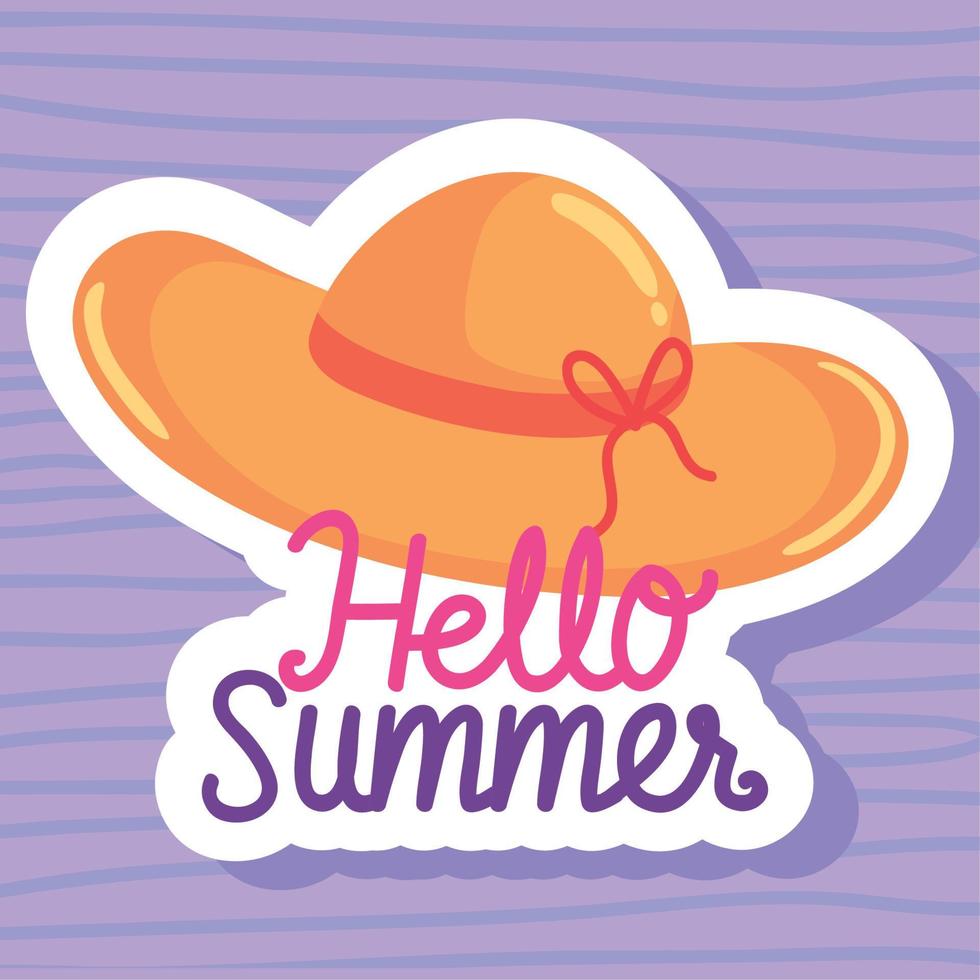 Hallo zomer belettering ansichtkaart vector