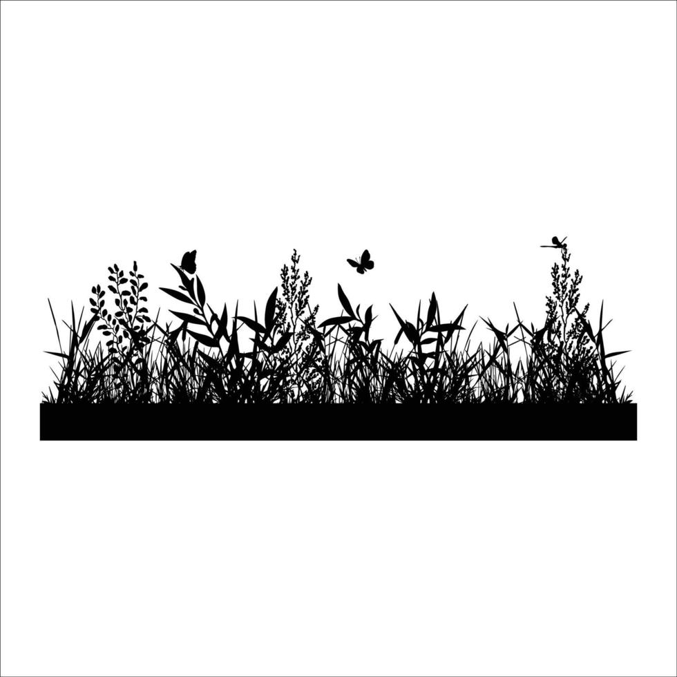 schattig gras silhouet illustratie vector