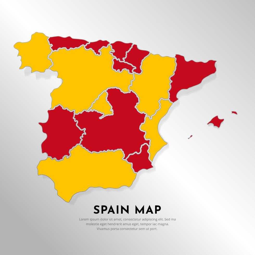 modern Spanje kaarten ontwerp vector silhouet. kleurrijk wereld Spanje kaarten vector