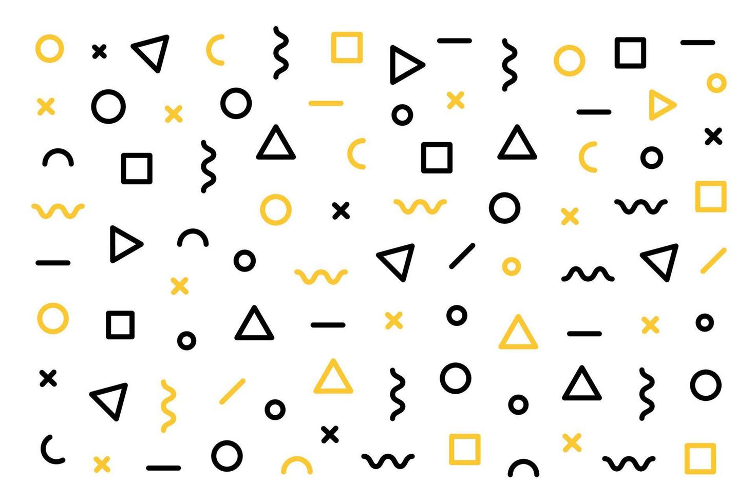 Memphis meetkundig vector patroon met zwart en geel.