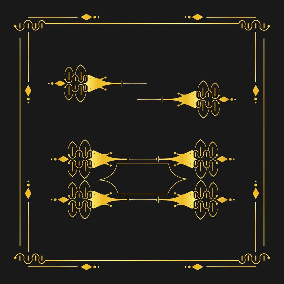 gouden bloemen verdelers wijnoogst ornament elementen Aan zwart achtergrond vector