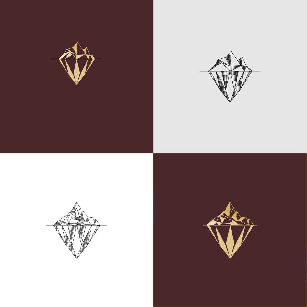 luxe ijsberg diamant kristal logo icoon reeks Sjablonen vector