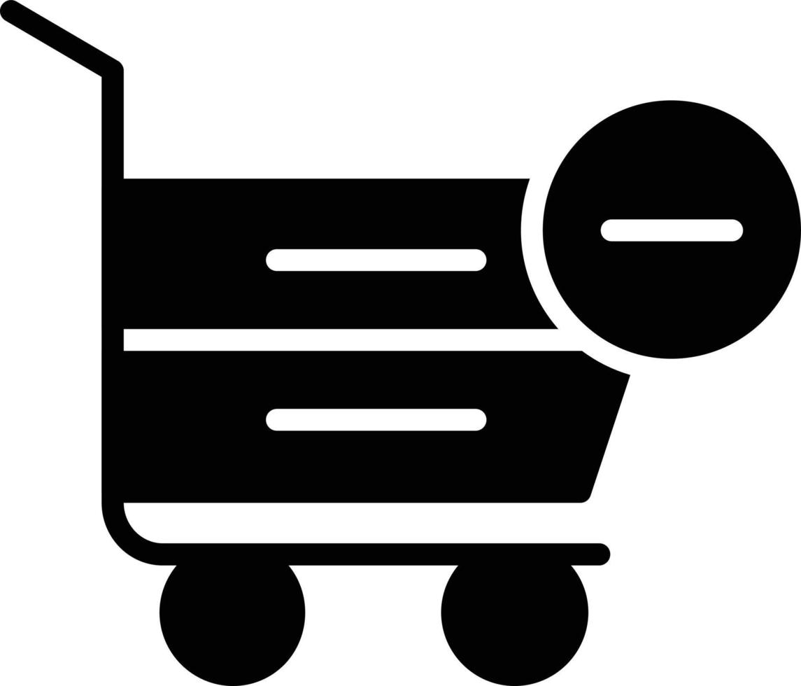 glyph-pictogram uit winkelwagen verwijderen vector