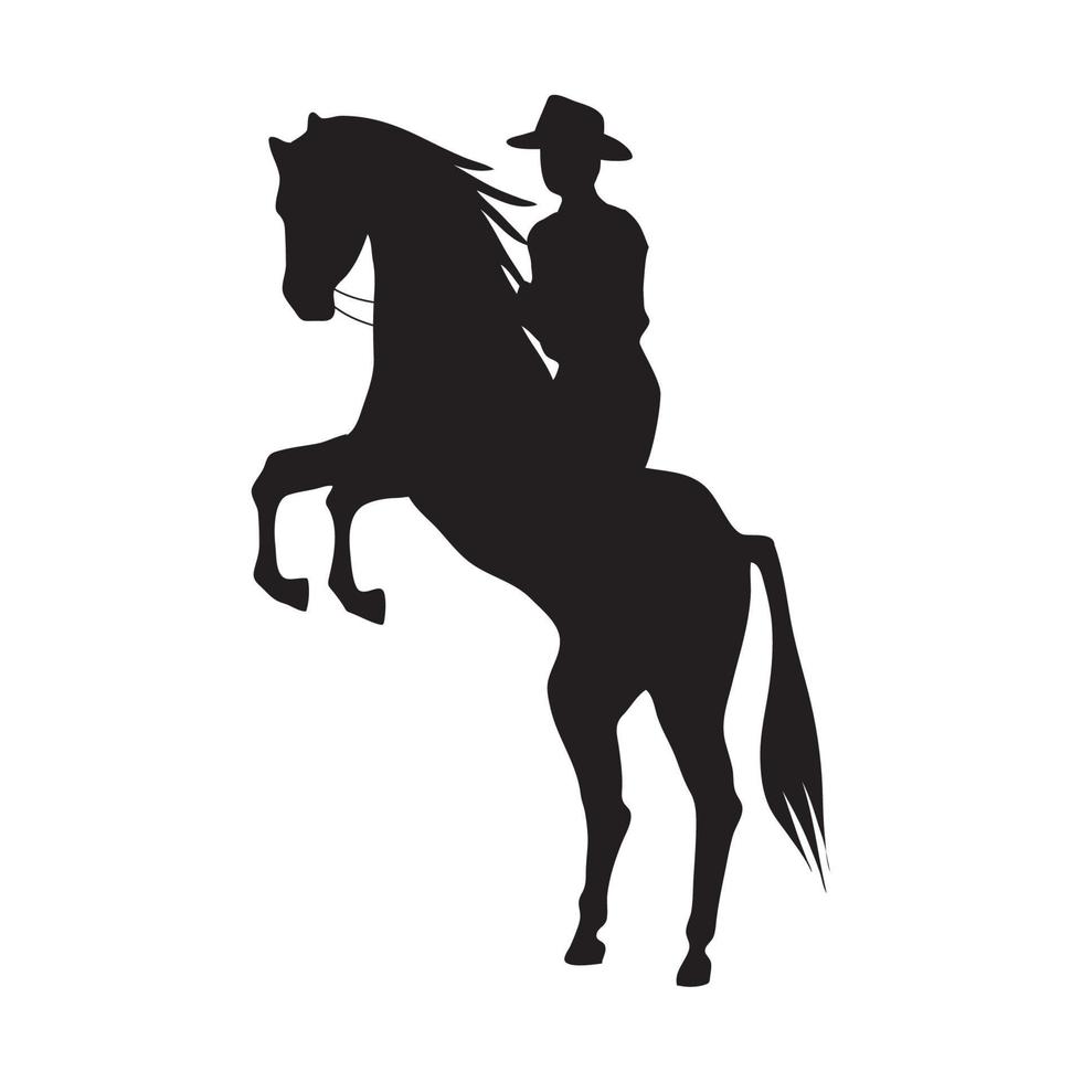 paard met cowboy silhouet vector