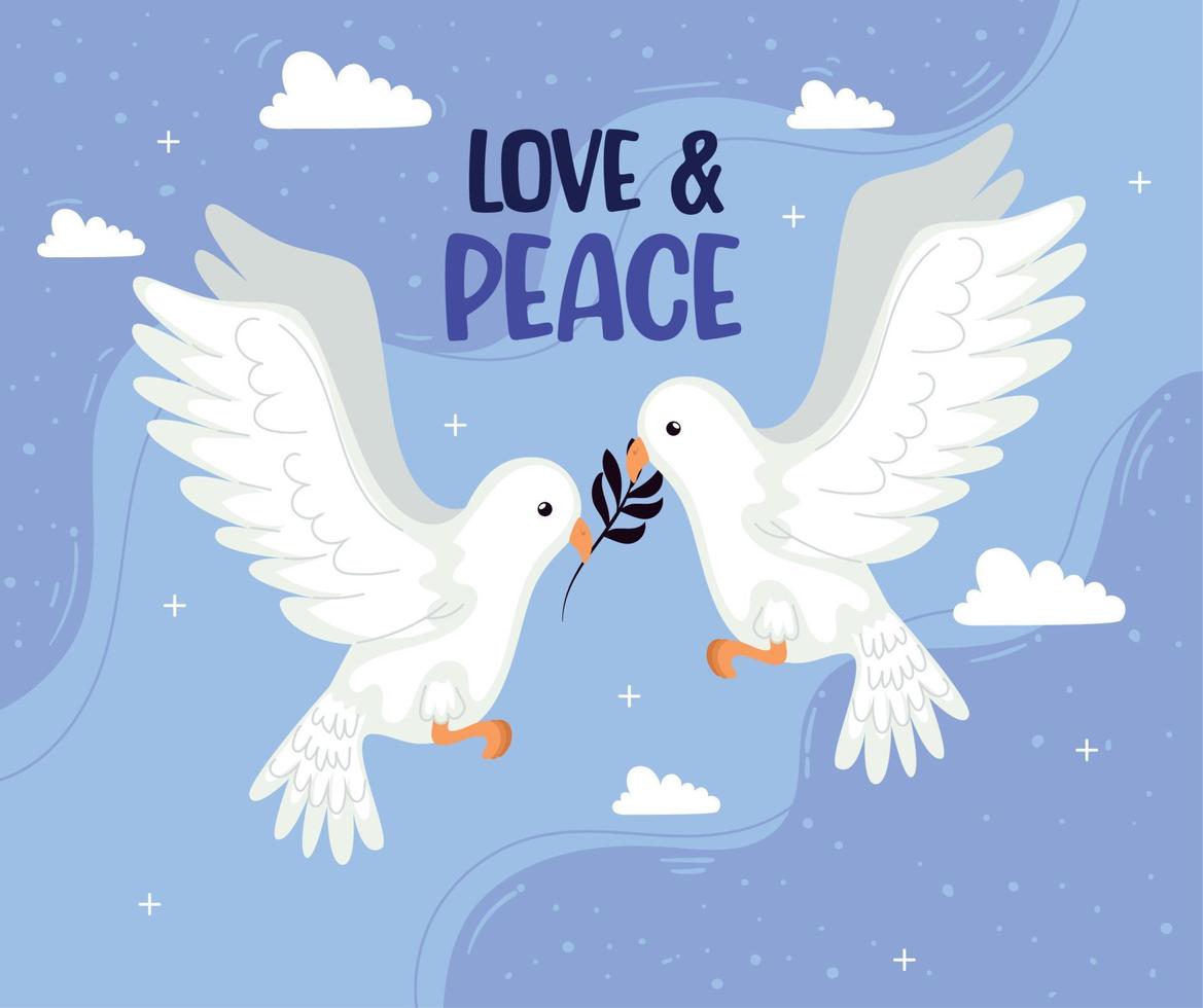 liefde en vrede letterteken vector