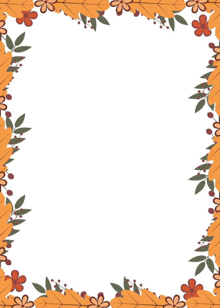 verticaal kader van kleurrijk herfst bladeren en bessen. vallen thema vector illustratie. dankzegging dag groet kaart of uitnodiging.