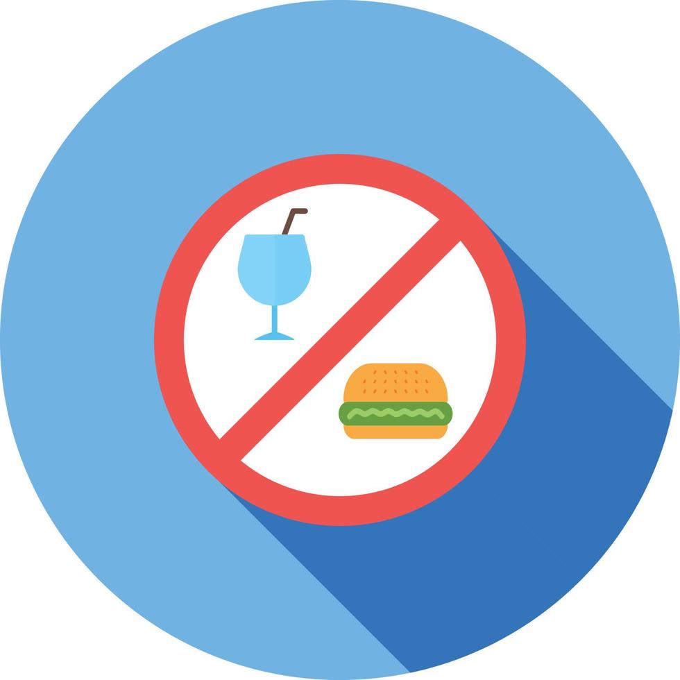 Nee voedsel of drankjes vlak lang schaduw icoon vector