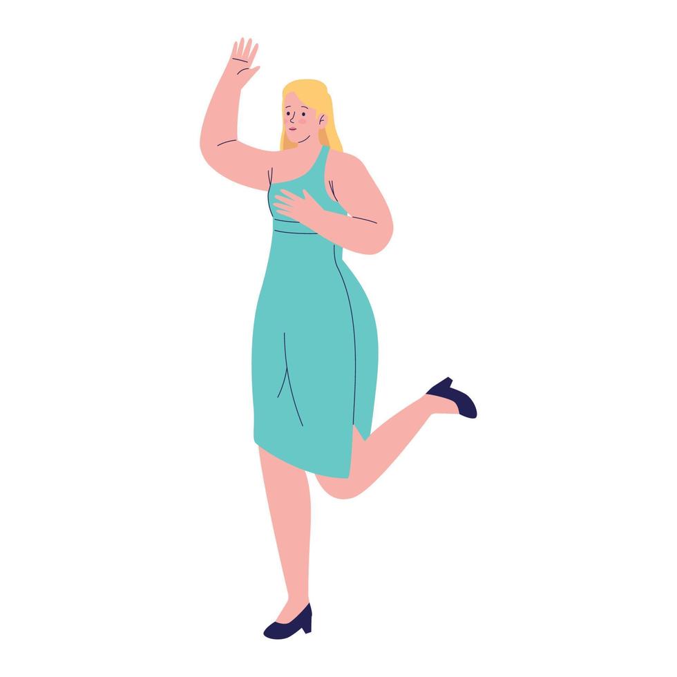 elegant blond vrouw saludaterend vector