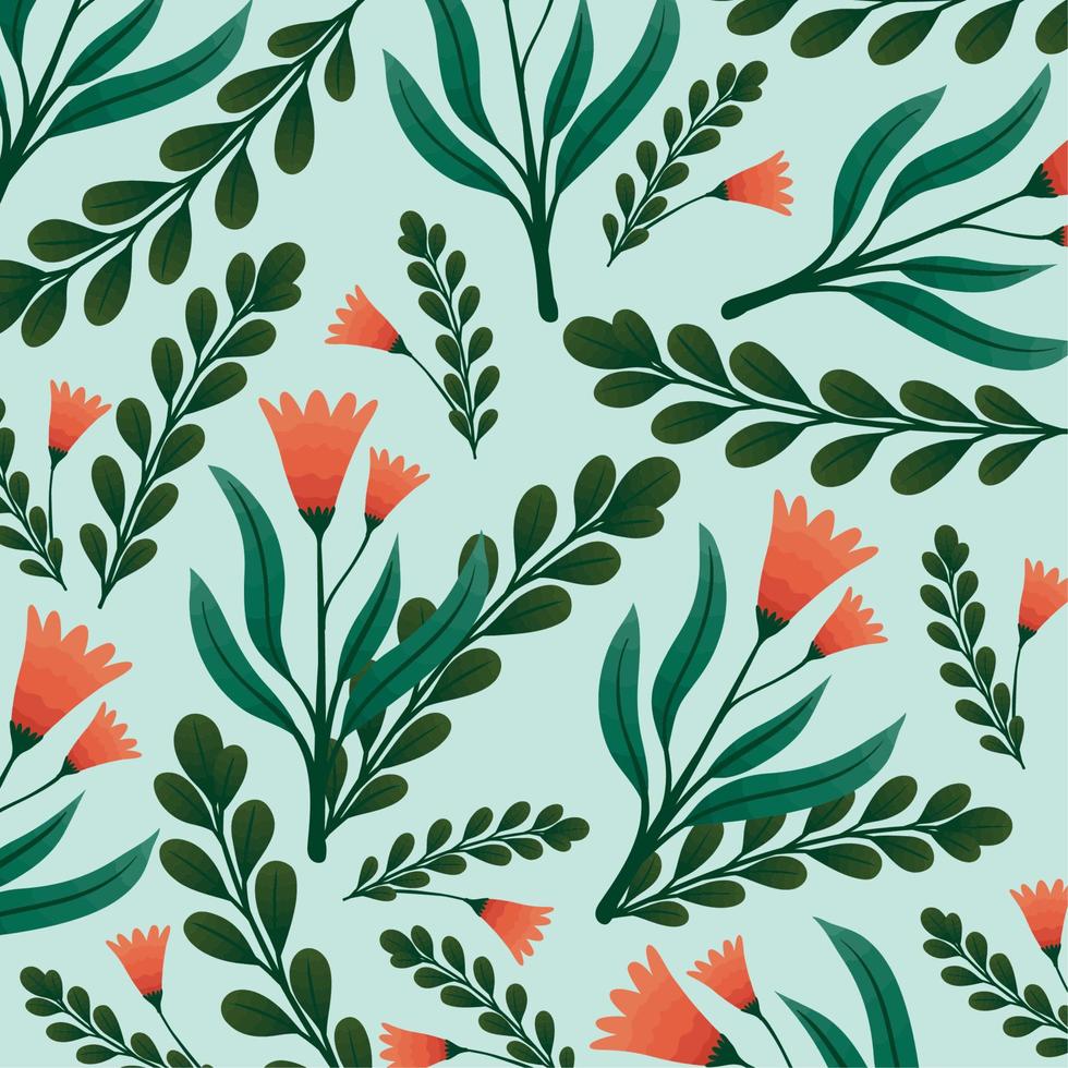 rood bloemen en takken patroon vector