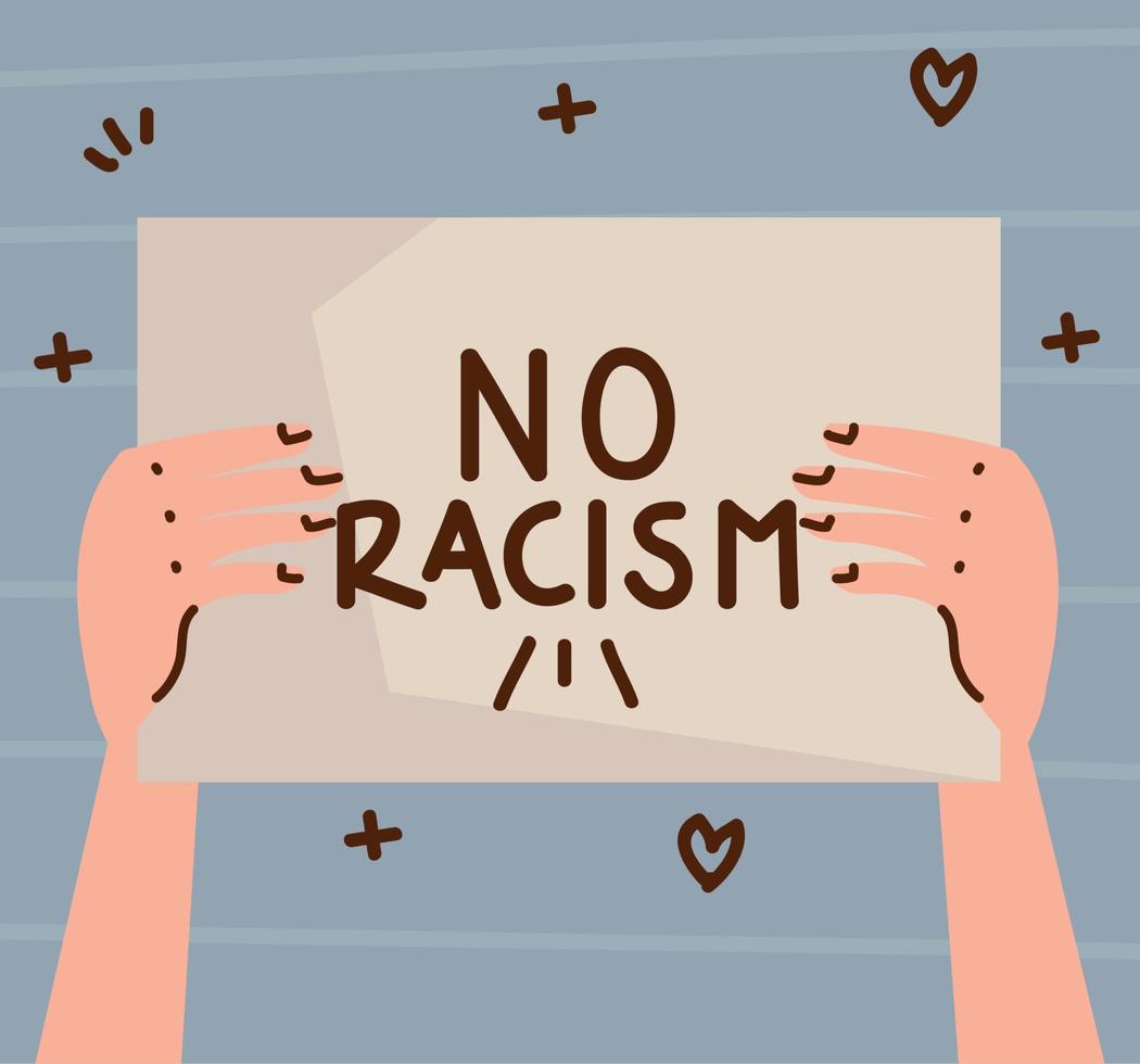 hand- met Nee racisme banier vector