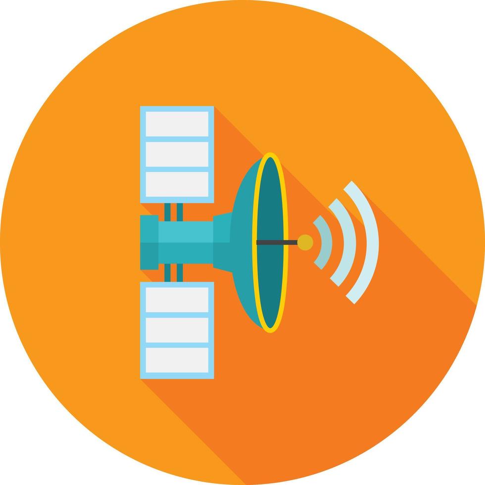 satelliet vlak lang schaduw icoon vector